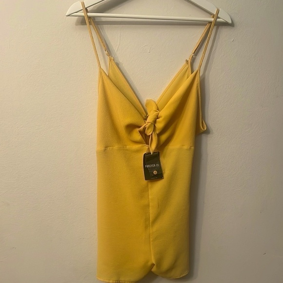 Forever 21 Jumpsuit mustard golden palm yellow color size S - Picture 1 of 6